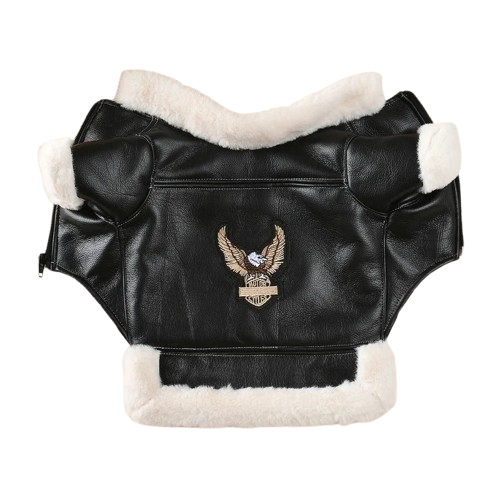 Manteau pour Chihuahua : blouson en cuir noir motard β Confortable pour protΓ©ger votre petit chien ou chat - harley davidson
