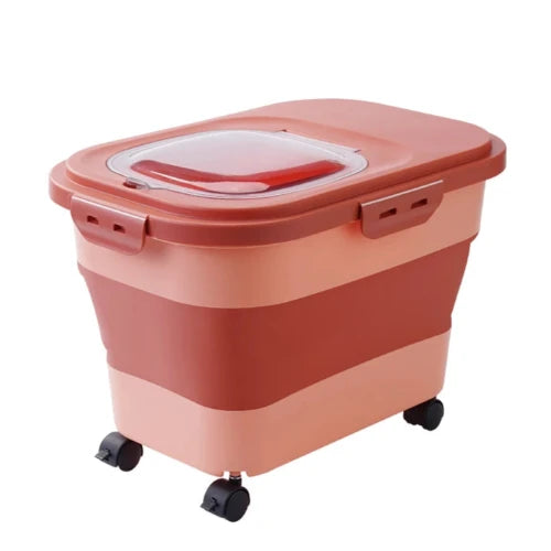 Accessoire pour Chihuahua - Boîte à croquettes rouge sur roulettes - Hermétique pour la nourriture de votre petit chien ou chat