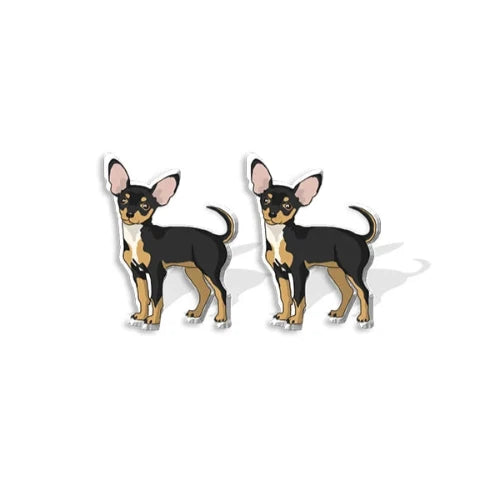 Bijoux Chihuahua : boucles d’oreilles avec des motifs chihuahua en relief, parfait pour les amoureux des petits chiens - couleur noire