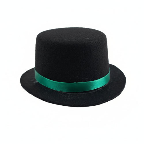 Chapeau haut de forme noir et vert pour petit chien, accessoire Γ©lΓ©gant et amusant vendu sur la boutique Mon Petit Chihuahua. Convient aussi aux chats.