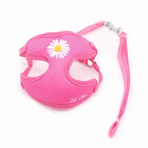 Collier pour Chihuahua : harnais rose avec motifs fleurs et une laisse. Tendance, pour offrir confort et sécurité à votre petit chien ou chat