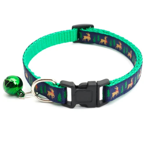 Collier pour Chihuahua avec motifs de noël rennes vert et bleu pour offrir confort et sécurité à votre petit chien ou chat