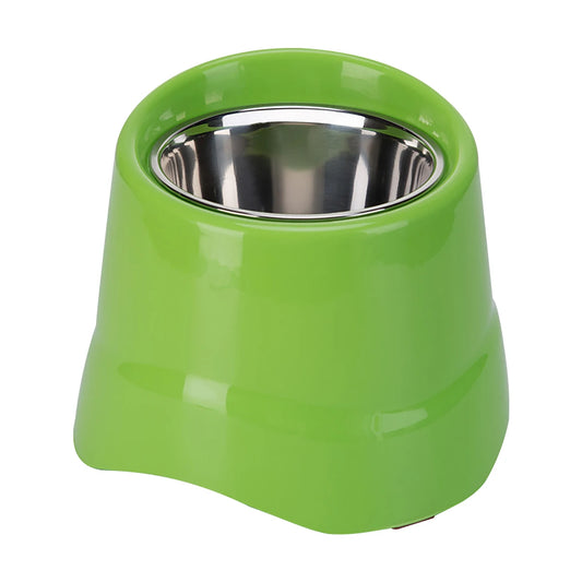 Gamelle pour chien : bol surélevé en plastique et inox. Adapté à tous les petits chiens et les chats. Vendue sur la boutique Mon Petit Chihuahua. Couleur vert