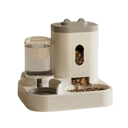 Gamelle automatique double compartiment, adaptée aux petits chiens et aux chats. Vendue sur la boutique Mon Petit Chihuahua. Couleur
gris