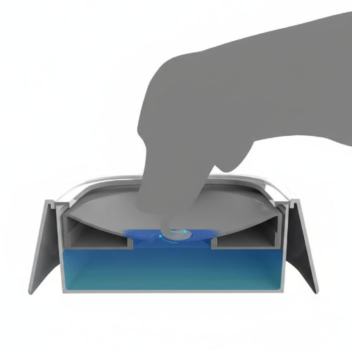 Gamelle anti éclaboussures de grande capacité pour l’eau. Adaptée à tous les petits chiens et les chats. Vendue sur la boutique Mon Petit Chihuahua. Vue zoomée sur le système anti éclaboussures.