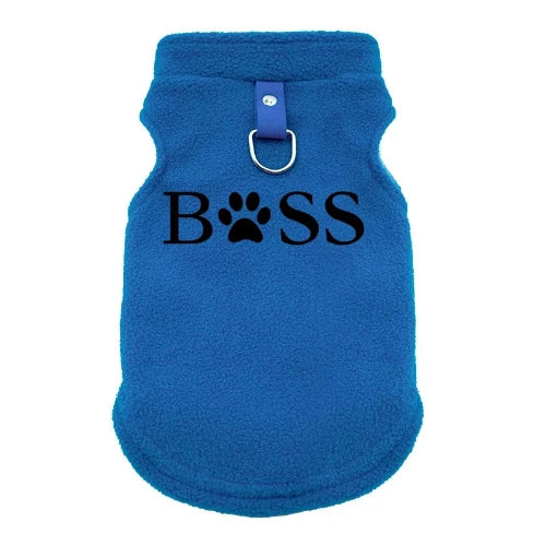 Gilet polaire gris pour Chihuahua avec motif BOSS brodé en noir – vêtement qui convient à d'autres petits chiens ou chats