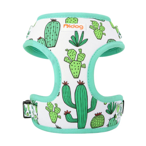 Harnais pour chiens blanc avec motifs cactus. Confortable, convient aux petits chiens, chihuahuas, ou aux chats. Vendu dans la boutique ยซย Mon Petit Chihuahuaย ยป