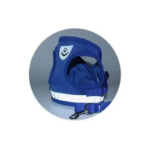 Harnais : gilet réfléchissant bleu pour petit chien avec sa laisse assortie. Confortable, convient aux petits chiens, chihuahuas, ou aux chats.