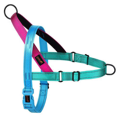 Harnais multicolore résistant en nylon pour chiens. Confortable, convient aux petits chiens, chihuahuas, ou aux chats. Vendu dans la boutique « Mon Petit Chihuahua »