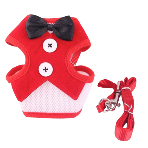 Harnais pour chiens en forme de petit smoking rouge ร carreaux avec sa laisse assortie. Confortable, convient aux petits chiens, chihuahuas, ou aux chats. Vendu dans la boutique ยซย Mon Petit Chihuahuaย ยป