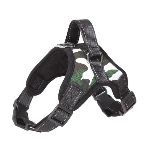 Harnais renforcรฉ motif Camouflage pour petit chien. Rรฉglable et confortable, convient aux petits chiens, chihuahuas, ou aux chats.