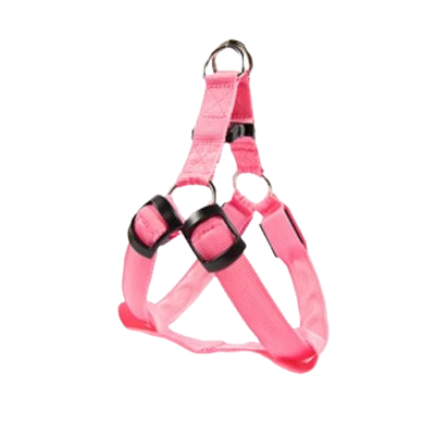 Harnais rose lumineux LED pour petit chien. Rรฉglable et confortable, convient aux petits chiens, chihuahuas, ou aux chats.