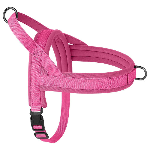 Harnais rose résistant en nylon pour chiens. Confortable, convient aux petits chiens, chihuahuas, ou aux chats. Vendu dans la boutique « Mon Petit Chihuahua »