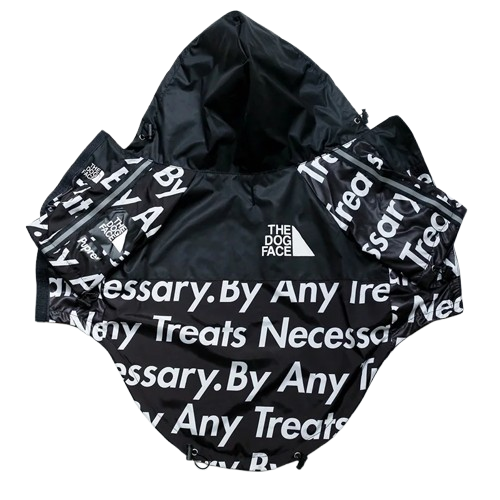 Manteau pour Chihuahua - Imperméable noir avec écritures blanches – parfait pour protéger votre petit chien ou chat par temps de pluie