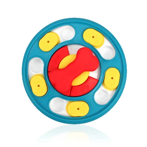 Jouet pour Chihuahua : puzzle interactif avec croquettes bleu – Idéal pour stimuler et divertir votre petit chien ou chat