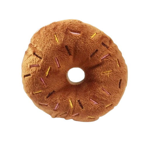 Jouet pour Chihuahua à mâcher : peluche en forme de donut marron – Idéal pour stimuler et divertir votre petit chien ou chat