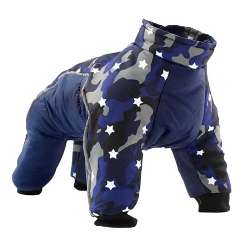 Manteau pour Chihuahua : combinaison rembourrรฉe bleu et รฉtoiles โ Confortable, parfait pour protรฉger votre petit chien ou chat pendant les promenades