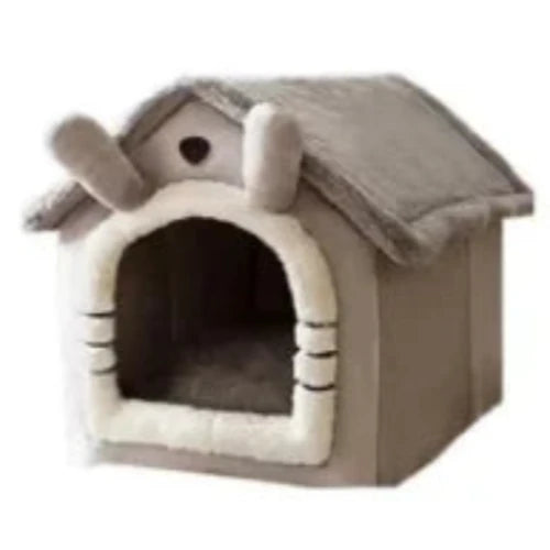 Niche pour Chihuahua : cabane grise β Confort maximal avec intΓ©rieur moelleux, parfait pour les petits chiens ou chats