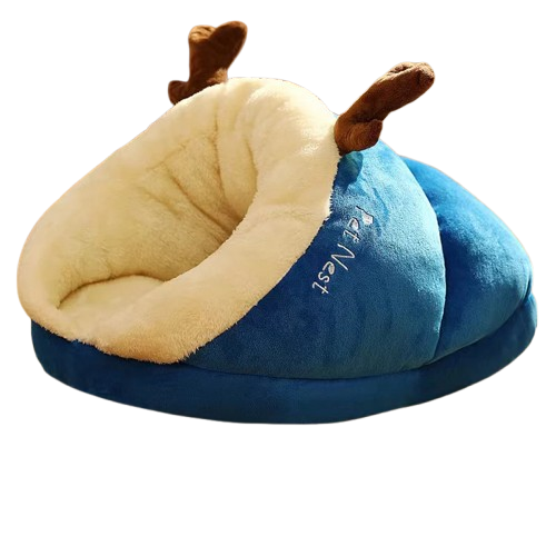 Niche Cocoon bleu en tissu pour Chihuahua – Confort maximal avec intérieur moelleux, parfait pour les petits chiens ou chats