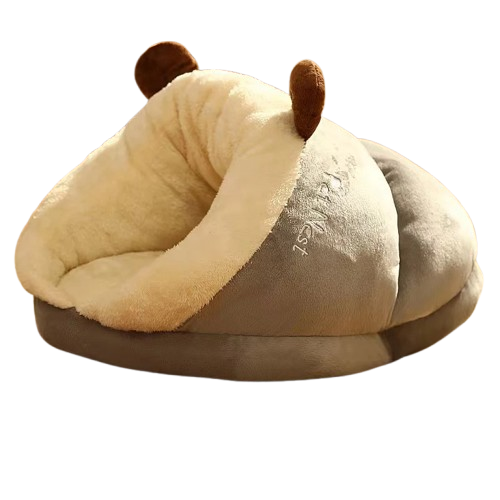 Niche Cocoon grise en tissu pour Chihuahua – Confort maximal avec intérieur moelleux, parfait pour les petits chiens ou chats