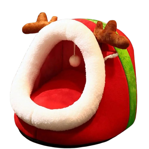 Niche pour Chihuahua : modèle de Noël rouge – Confort maximal avec intérieur moelleux, parfait pour les petits chiens ou chats