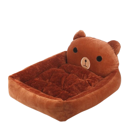 Niche marron style panière avec tête d'ours brun pour Chihuahua – Confort maximal avec intérieur moelleux, parfait pour les petits chiens ou chats