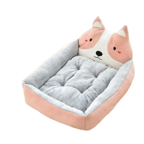Niche rose style panière avec tête de Shiba pour Chihuahua – Confort maximal avec intérieur moelleux, parfait pour les petits chiens ou chats