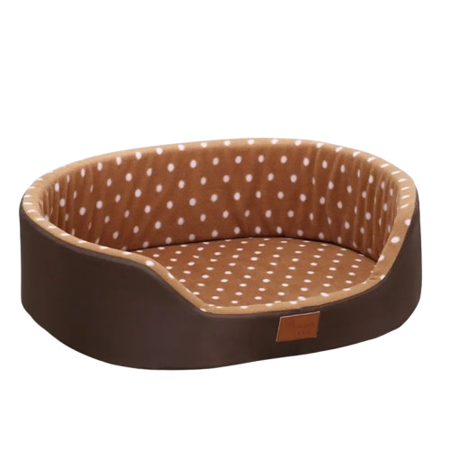 Niche pour Chihuahua : Panière marron à pois blancs – Confort maximal avec intérieur moelleux, parfait pour les petits chiens ou chats