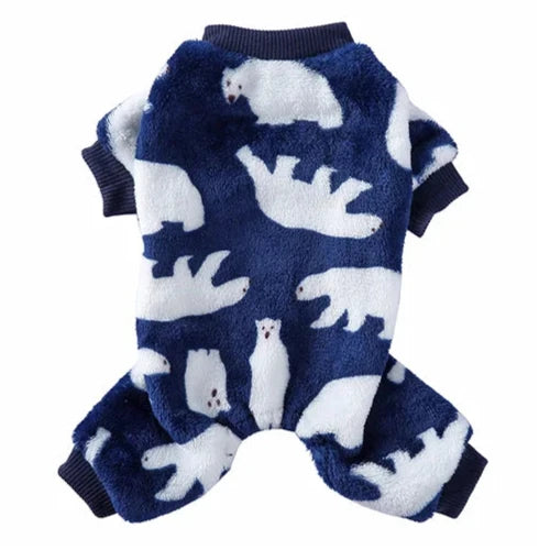 Pyjama bleu avec motifs ours blancs pour Chihuahua β Confortable, idΓ©al pour garder votre petit chien ou chat au chaud pendant la nuit