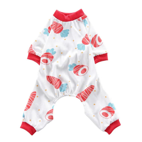 Pyjama blanc Γ motifs carottes pour Chihuahua β Confortable et chaud, idΓ©al pour garder votre petit chien ou chat au chaud pendant la nuit