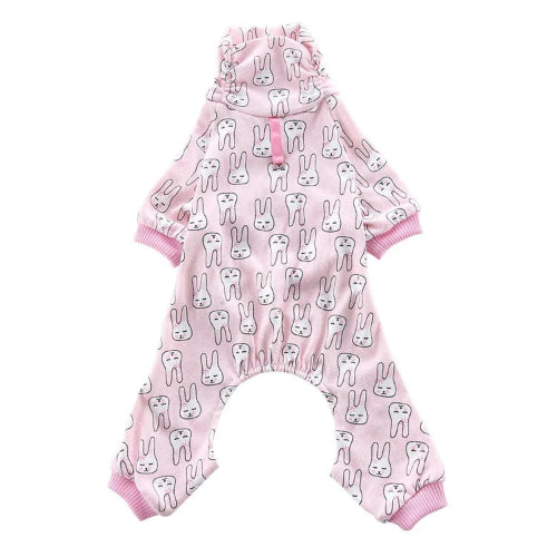 Pyjama rose avec motifs lapins pour Chihuahua β Confortable, idΓ©al pour garder votre petit chien ou chat au chaud pendant la nuit