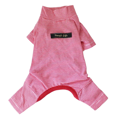 Pyjama rouge Γ rayures pour Chihuahua β Confortable et chaud, idΓ©al pour garder votre petit chien ou chat au chaud pendant la nuit