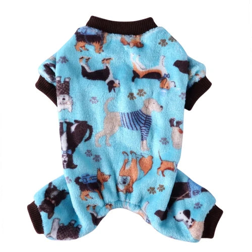 Pyjama bleu et noir avec motifs chiens pour Chihuahua β Confortable, idΓ©al pour garder votre petit chien ou chat au chaud pendant la nuit