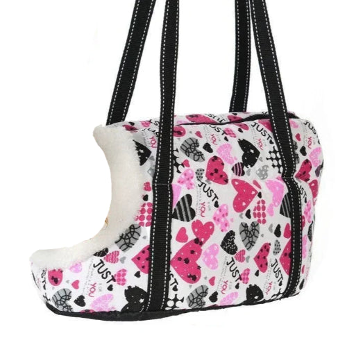 Sac bandoulière de transport rose avec fourure pour Chihuahua – Léger et pratique, il permet de transporter facilement votre petit chien ou chat