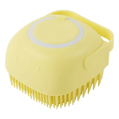 Accessoire pour Chihuahua : Brosse de lavage jaune avec savon intรฉgrรฉ โ idรฉale pour nettoyer et masser votre petit chien ou chat
