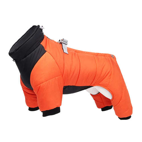 Manteau pour Chihuahua : Doudoune intégrale orange et noire – Avec attache pour protéger votre petit chien ou chat du froid