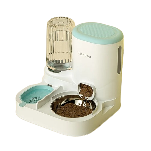 Gamelle automatique double compartiment, adaptée aux petits chiens et aux chats. Vendue sur la boutique Mon Petit Chihuahua. Couleur vert