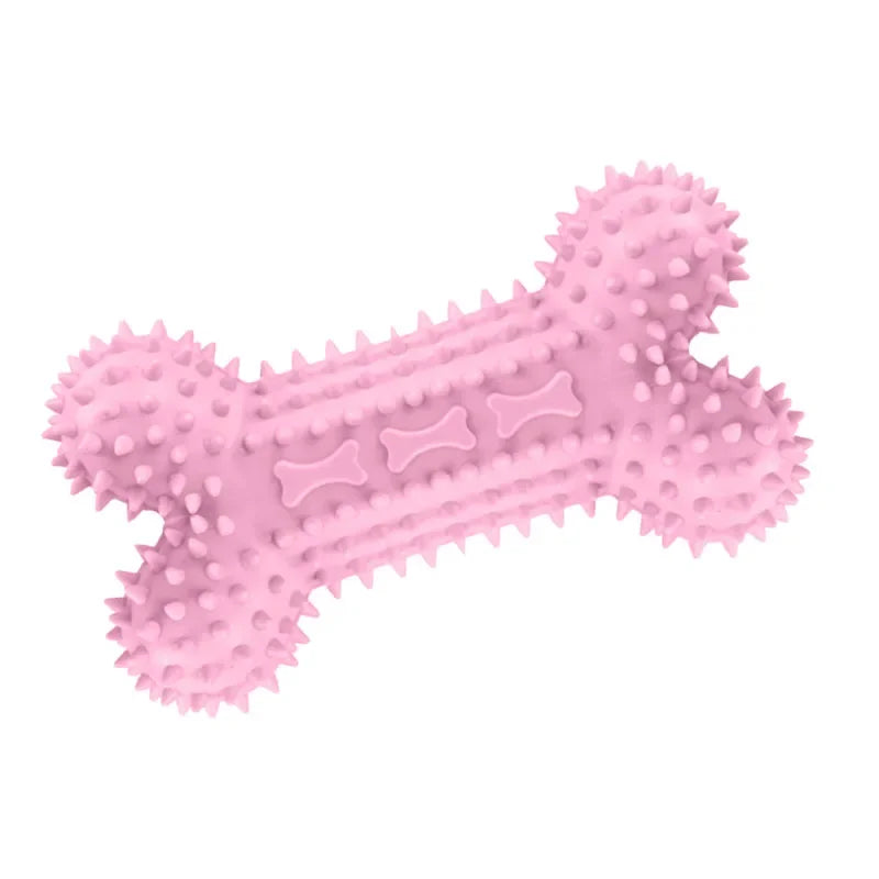 Jouet rose pour petits chiens en forme d'os.Vendu sur la boutique Mon Petit Chihuahua. Convient aussi aux Chats.