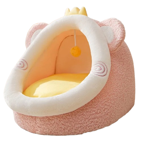 Niche pour Chihuahua rose motif nounours – Confort maximal avec intérieur moelleux, parfait pour les petits chiens ou chats