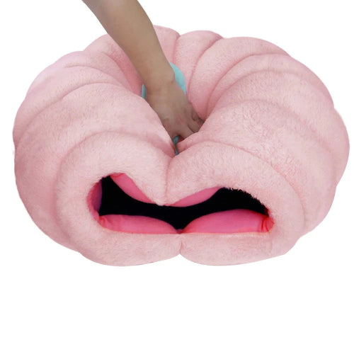 Niche pour Chihuahua en forme de pΓͺche rose β Confort maximal avec intΓ©rieur moelleux, parfait pour les petits chiens ou chats - vue de dessus