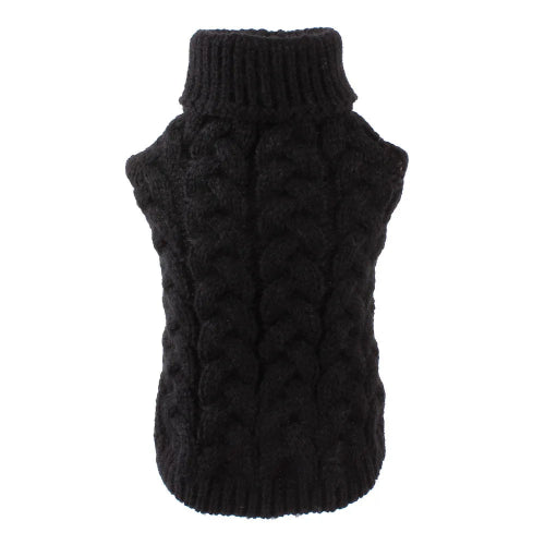 Vêtement pour Chihuahua : Pull en laine noir avec col roulé – vêtement parfait pour garder votre petit chien ou chat au chaud