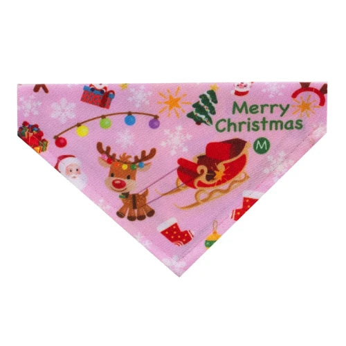 Accessoire pour Chihuahua - Bandana rose avec des motifs de Noël - idéal pour habiller votre petit chien ou chat