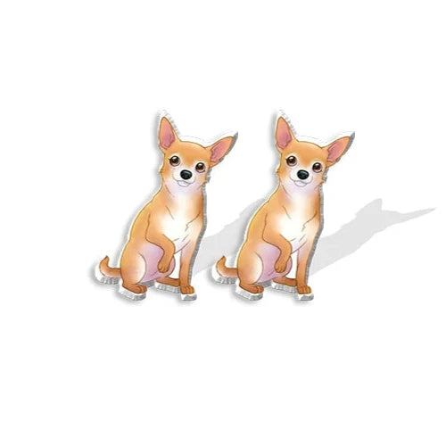 Bijoux Chihuahua : boucles d’oreilles avec des motifs chihuahua en relief, parfait pour les amoureux des petits chiens - motif chien clair 