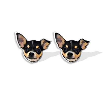 Bijoux Chihuahua : boucles d’oreilles avec des motifs chihuahua en relief, parfait pour les amoureux des petits chiens - couleur noir et marron