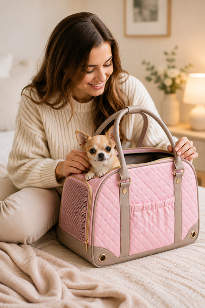 Chihuahua Transport: LV Quilted Bag