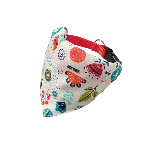 Chihuahua-Halsband: Weißes Bandana mit bunten Mustern