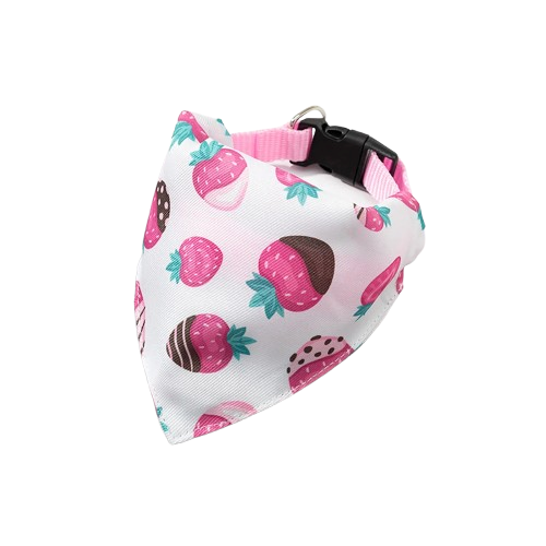 Chihuahua-Halsband: Weißes Bandana mit Fruchtmuster