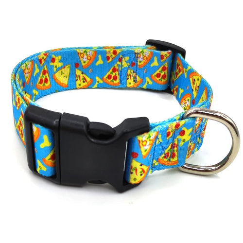 Collier Chihuahua : Bleu Motifs Pizza