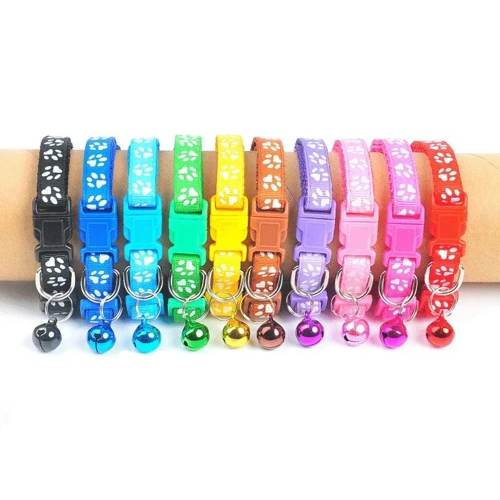 Chihuahua Collar: Paw Print Color with Bell