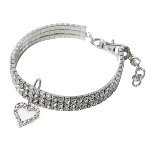 Collier Chihuahua : Diamant + Coeur Argent